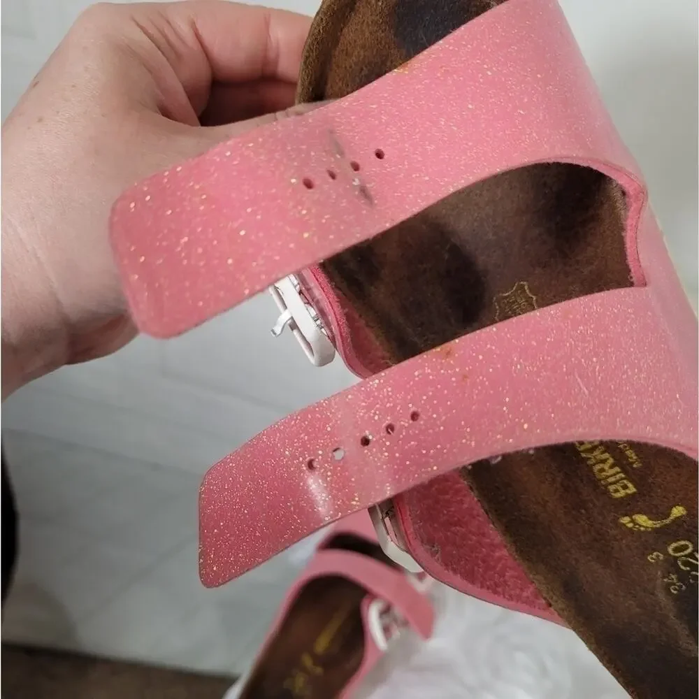 BIRKENSTOCK Arizona Pink Glitter Double Buckle Sandals EU Size 34 /US 3.5